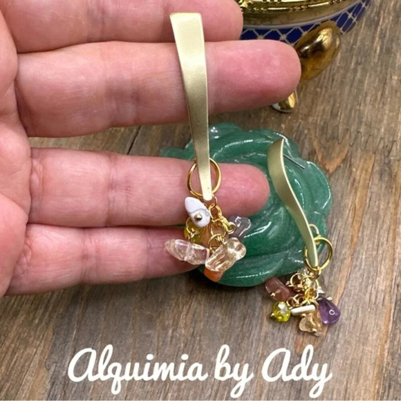 Alquimia Gold and Purple Earrings Elegant Jewelry - Picture 2 of 2